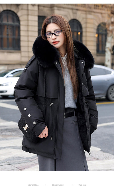 Chaqueta Acolchada Mujer con Cuello de Pelaje y Forro Polar - Image 24