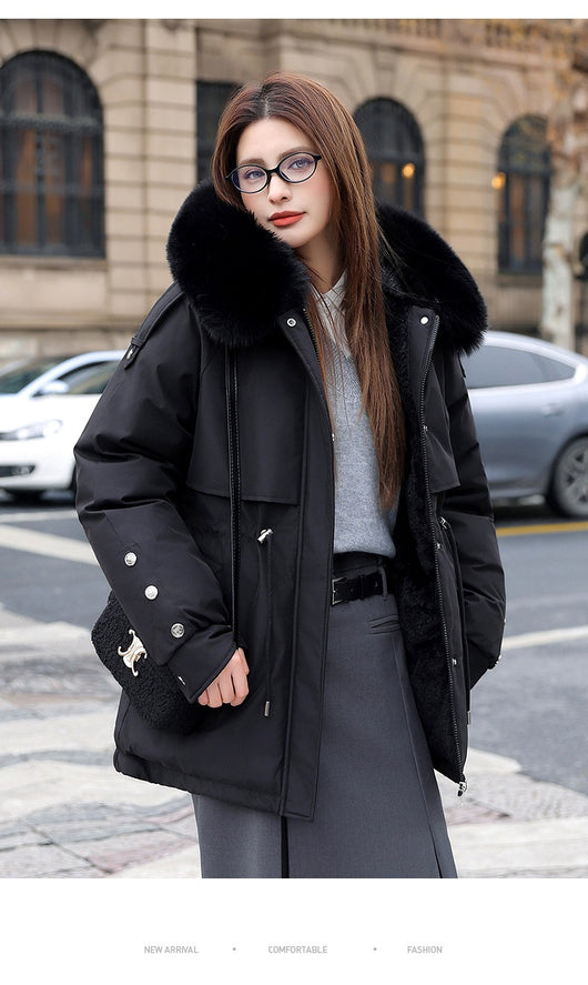 Chaqueta Acolchada Mujer con Cuello de Pelaje y Forro Polar - Image 24