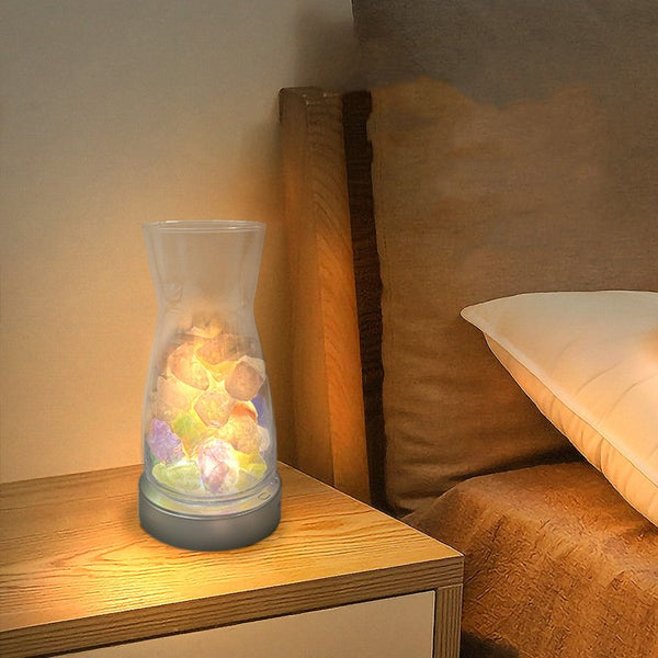 Jarrón Decorativo con Luz LED Giratoria y Colores