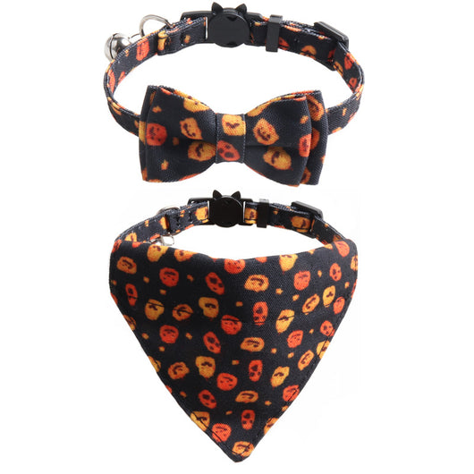 Juego de Collar y Babero para Gato Halloween con Diseño de Calabaza - Image 3