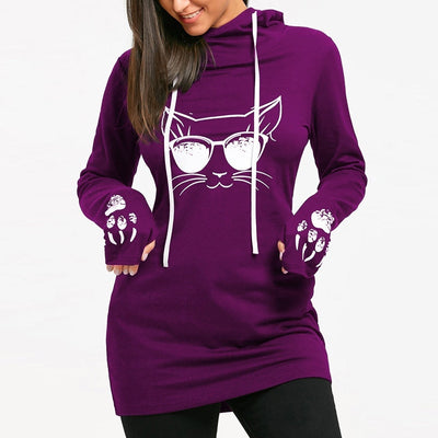 Vestido Sudadera Estampado Largo con Capucha - Image 4