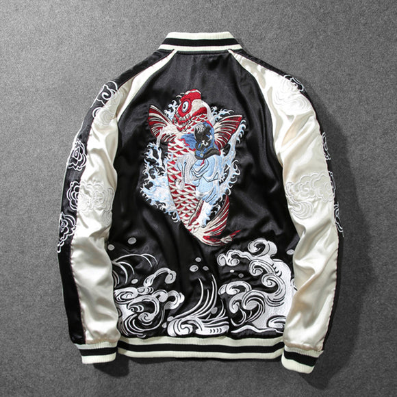 Chaqueta de Béisbol Bordada Heavy Industries Estilo Yokosuka para Hombre