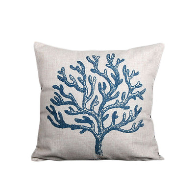 Funda de Almohada Estilo Mediterráneo con Concha Marina, Estrella de Mar y Coral - Image 11