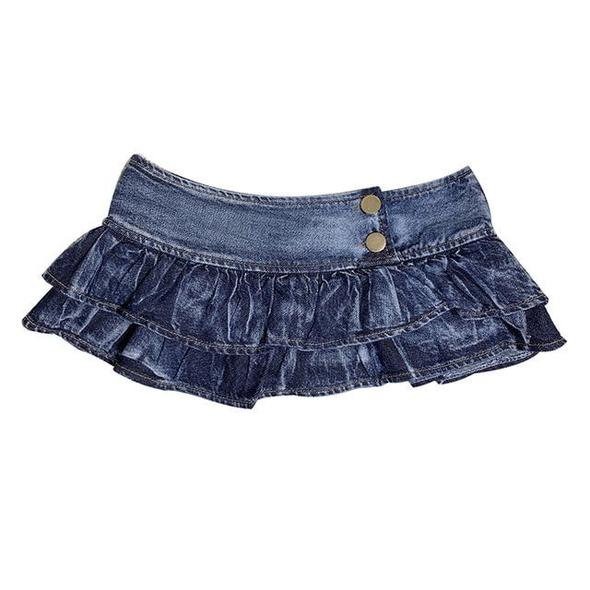 Minifalda Denim Ajustada Baja con Shorts de Seguridad