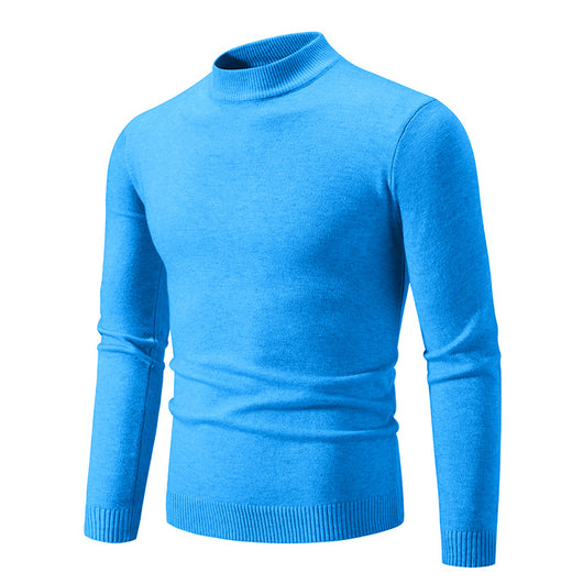 Suéter Cuello Redondo Hombre Invierno Ajustado Color Sólido - Image 12