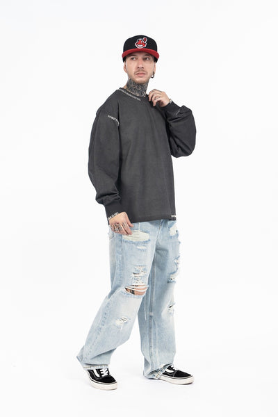 Camiseta Manga Larga Oversize Tejida a Mano para Hombre - Algodón Pesado - Image 19