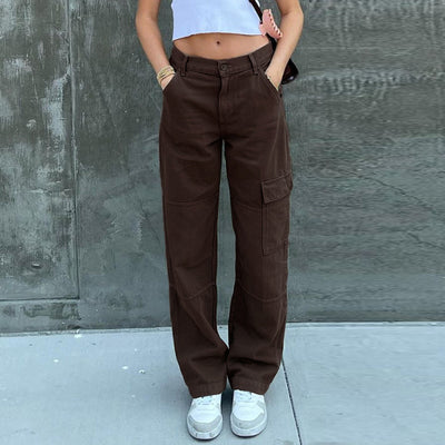 Pantalones Casuales de Cintura Alta y Pierna Recta para Mujer - Image 9