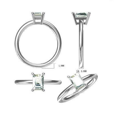 Anillo de Moissanita Rectangular Plata 925 con Baño de Platino para Mujer - Image 8