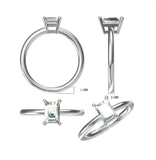 Anillo de Moissanita Rectangular Plata 925 con Baño de Platino para Mujer - Image 8