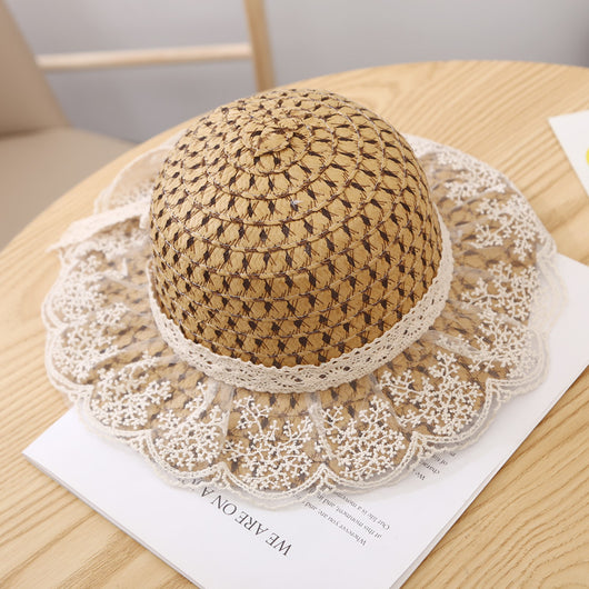 Sombrero de Paja para el Sol con Lazo de Encaje