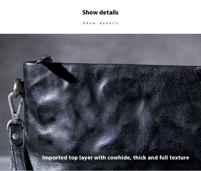 Bolsa de Mano Retro en Cuero Genuino - Estilo Casual Vintage para Hombre - Image 13