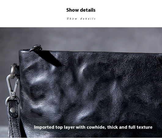 Bolsa de Mano Retro en Cuero Genuino - Estilo Casual Vintage para Hombre - Image 13
