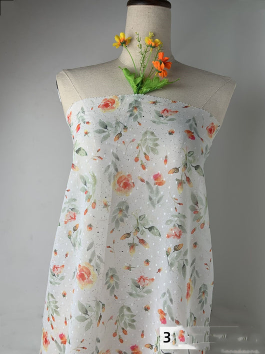 Tela Chifón Dorada Estampada para Hanfu - Image 8