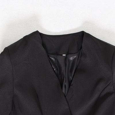 Blazer Mujer Jacquard Bordado con Flecos Diagonales Irregulares - Image 3