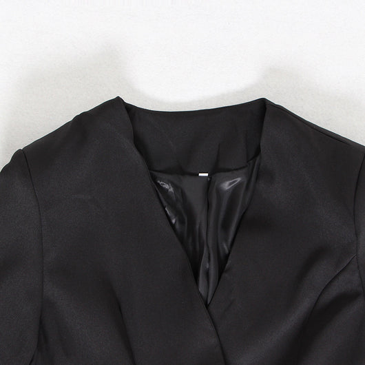 Blazer Mujer Jacquard Bordado con Flecos Diagonales Irregulares - Image 3