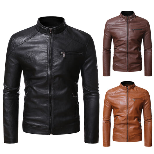 Chaqueta de Cuero PU Motociclista para Hombre - Estilo Punk Europeo con Diseño 3D Grabado - Image 4