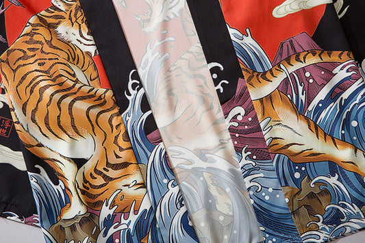 Kimono Ukiyo-e Estampado Tigre - Bata Tradicional Japonesa - Image 2
