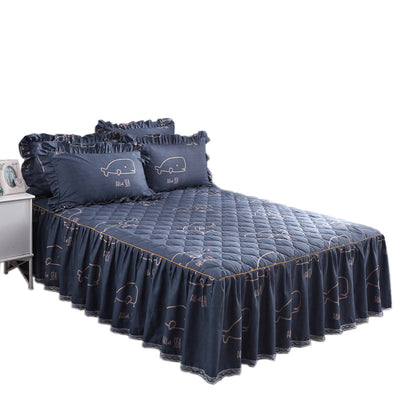 Juego de Cama Acolchado Premium con Falda de Cama