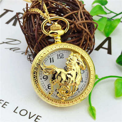 Reloj de Bolsillo Retro Locomotora Dorado con Mecanismo de Cuarzo - Image 10