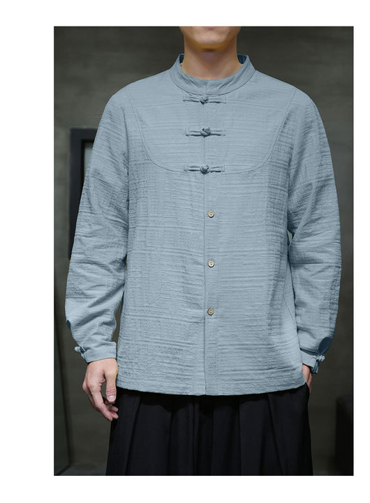 Camisa Retro Tang Chino - Algodón y Lino con Cierre Tradicional para Hombre - Image 27