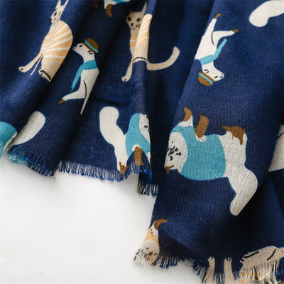 Bufanda Térmica de Algodón y Lino con Diseño de Gatos - Accesorio Fashion - Image 18