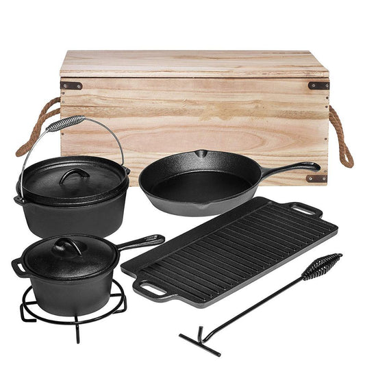 Set de Cocina de Hierro Fundido para Camping y Horno Portátil