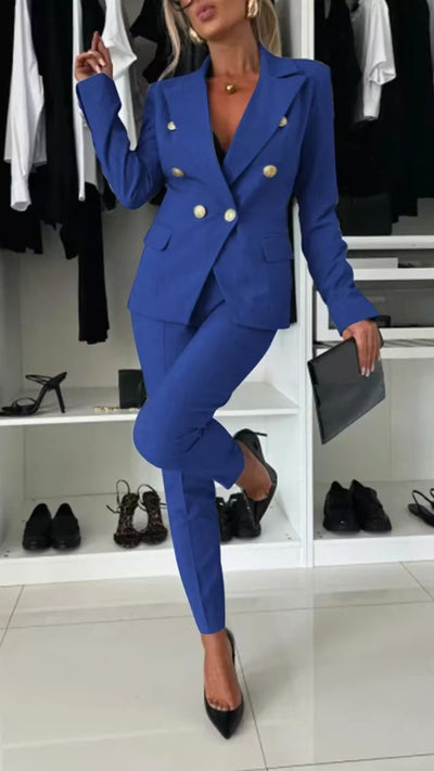 Blazer Doble Botonadura Slim con Pantalón Deportivo Mujer - Image 16