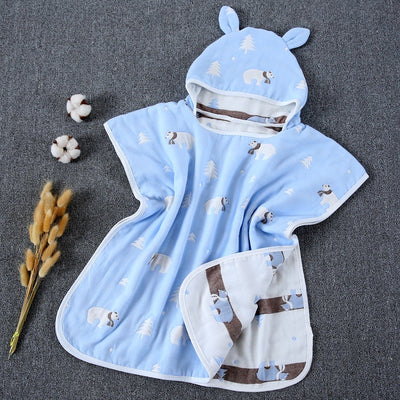 Capa de Baño Infantil con Capucha de Algodón Gasa Pura - Image 14