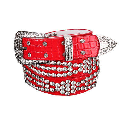 Cinturón para Mujer de Cuero Ancho Brillante con Tachuelas de Diamante - Image 2