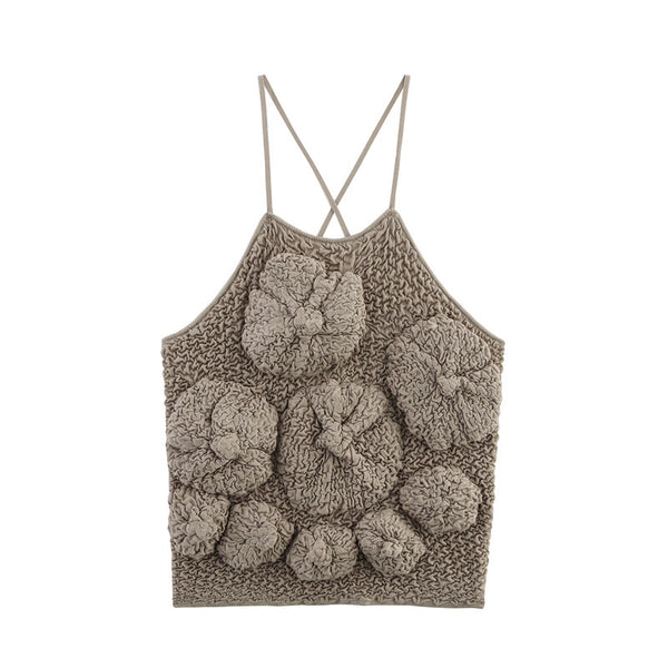 Top Escote Ancho con Diseño Floral 3D y Textura Esponjosa para Mujer - Image 6