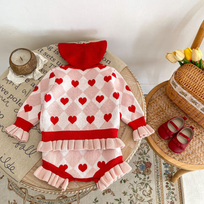 Abrigo Tejido de Manga Larga con Detalles de Corazón para Bebé Niña - Colección Otoño - Image 3