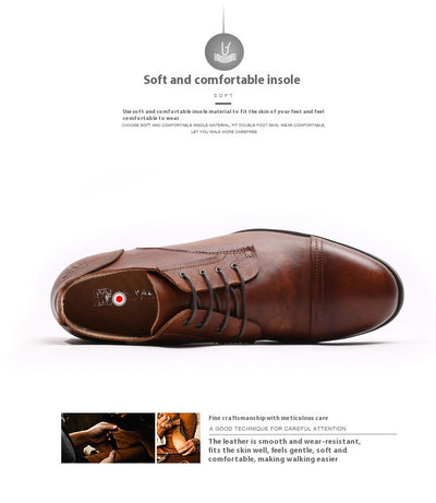 Zapatos Casuales de Cuero Vintage para Hombre con Puntera Redonda Transpirable - Image 14