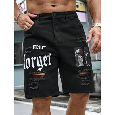 Shorts Estilo Vaquero con Estampado de Letras para Hombre - Image 7