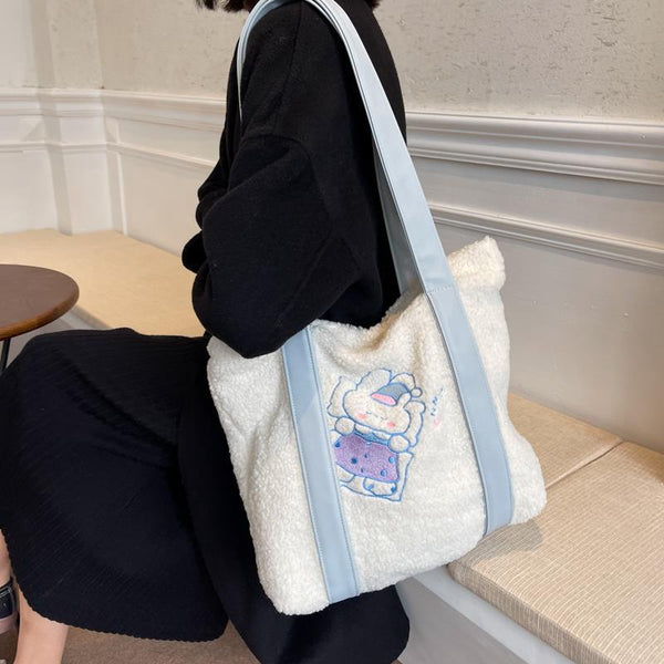 Bolso Tote de Gran Capacidad con Detalles de Pelaje - Estilo Fashion