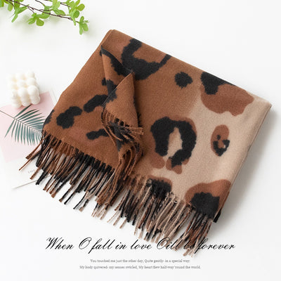 Bufanda Estampado Leopardo Mujer Cashmere Artificial Elegante - Image 3