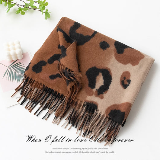Bufanda Estampado Leopardo Mujer Cashmere Artificial Elegante - Image 3