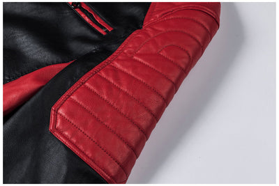 Chaqueta de Cuero para Motociclista con Cuello Alto Retro y Costuras Reforzadas - Image 8