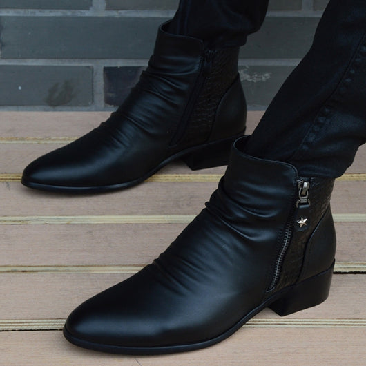 Botas de Cuero para Hombre con Punta Afilada y Remaches de Terciopelo - Image 12