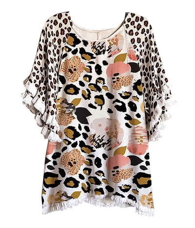 Blusa Suelta Cuello Redondo con Volantes de Encaje y Bloques de Color para Mujer - Image 26