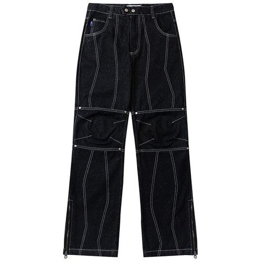 Pantalones Vaqueros Retro Holgados con Cierre Decorativo para Hombre y Mujer - Image 9