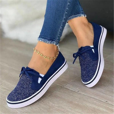 Tenis Blancos de Lona con Cordones - Zapatos Planos Cómodos para Mujer - Image 9
