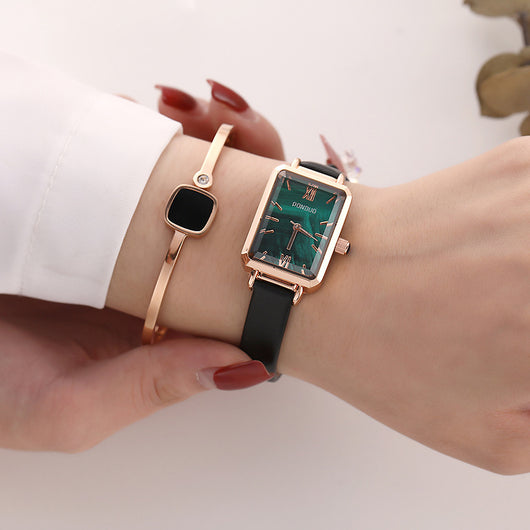 Reloj Cuadrado Verde Coreano Estilo Puntero para Mujer - Image 3