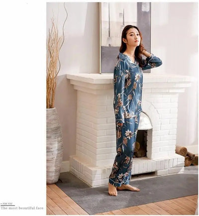 Pijamas de Seda para Parejas - Manga Larga Fresca y Cómoda - Image 3