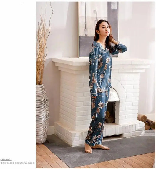 Pijamas de Seda para Parejas - Manga Larga Fresca y Cómoda - Image 3