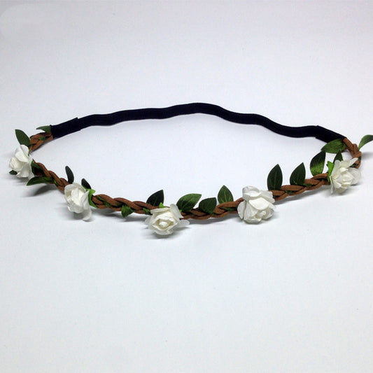 Corona de Flores Rosas Estilo Coreano para Novia