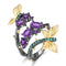 Butterfly Design S925 Sterling Silver Natural Amethyst Ring Natural Amethyst Ring Adjustable Opening