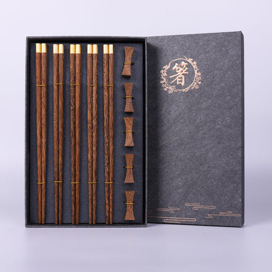 Juego de Palillos de Caoba Maciza para Familia Año Nuevo - Image 10