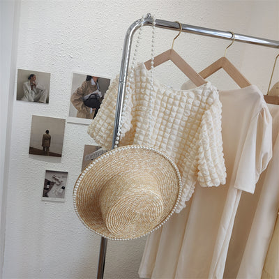 Sombrero de Paja Artesanal con Perlas para Mujer - Image 11