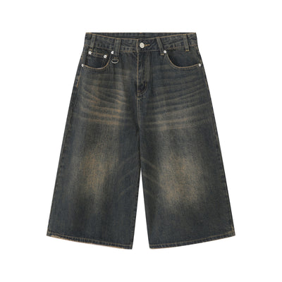 Pantalones Denim Sueltos Grises Estilo Americano Capri - Image 3