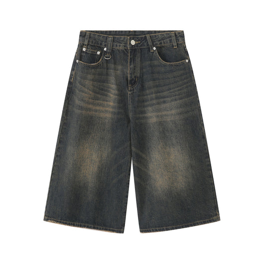 Pantalones Denim Sueltos Grises Estilo Americano Capri - Image 3